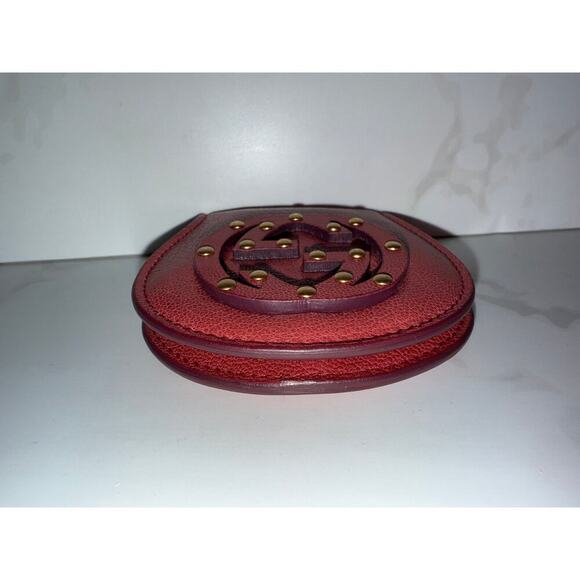 Gucci Studded GG Logo Leather Card Case - Red - Picture 4 of 7